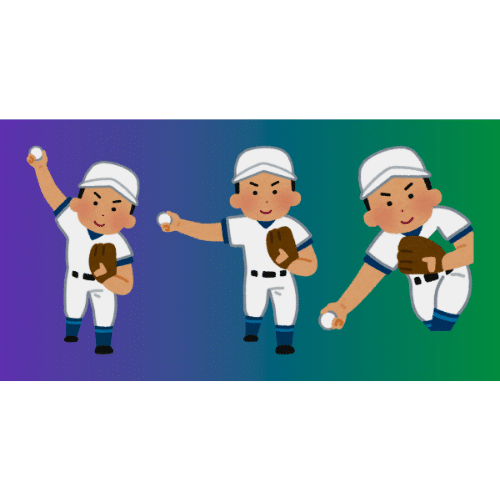 Canva: Shows 3 pitchers throwing baseball at varying angles