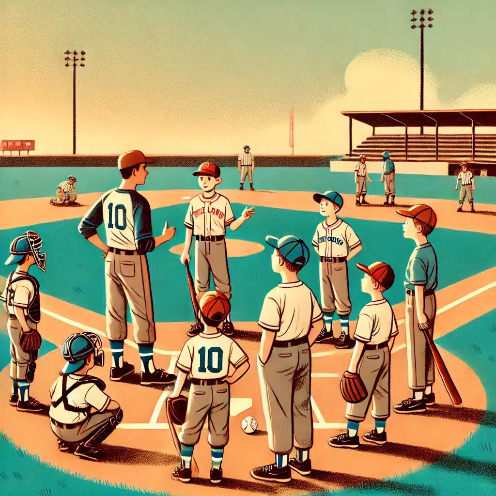 Little League Coaching: 7 Steps to Helping Young Athletes Thrive On and Off the Field 3 Dali E Animation: Coach taking to his players on the field