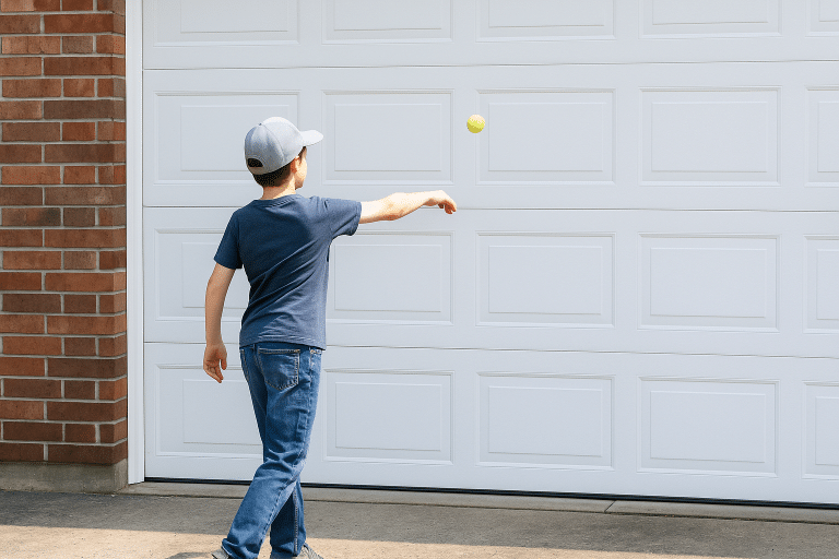 The Ultimate Guide to Solo Baseball Drills for Aspiring All-Stars In 2025 2 Dall-E Animation: Young boy tossing tennis ball against the garage door